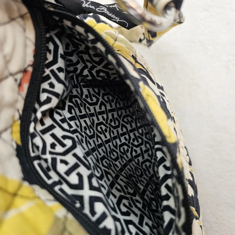 Vera Bradley Dogwood On The Go Hipster Crossbody Purse Bag Black Yellow White